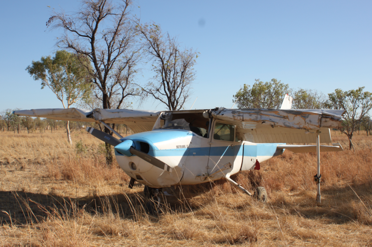 Figure 3: VH-FPZ damage.Note the substantial damage to the left wing and tree impact on right wing